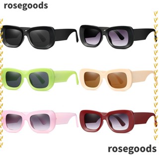 Rosegoods1 แว่นกันแดด ทรงสี่เหลี่ยมผืนผ้า วินเทจ กรอบหนา UV400 เฉดสี