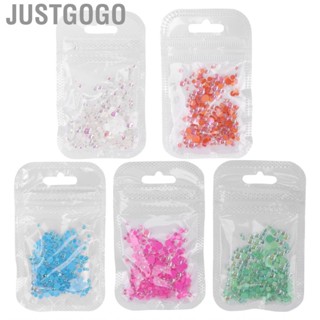 Justgogo Round Flatback Beads  Non Toxic DIY Half Bead Glossy Appearance Antioxidant Different Sizes for Woman Nail Salon