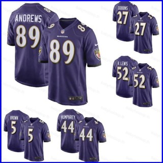 เสื้อกีฬาแขนสั้น ลายทีมชาติฟุตบอล BS1 Baltimore Ravens NFL Andrews Brown Humphrey Lewis Dobbins Legend Jersey ทรงหลวม สําหรับผู้ชาย และผู้หญิง SB1