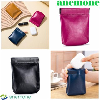 Anemone กระเป๋าใส่เหรียญ ลิปสติก หนัง PU ขนาดเล็ก แบบพกพา สีพื้น แฟชั่นฤดูใบไม้ผลิ สําหรับผู้หญิง