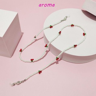 Aroma สายโซ่ลูกปัดคริสตัล ประดับไข่มุก กันหาย สําหรับคล้องแว่นตา หน้ากากอนามัย