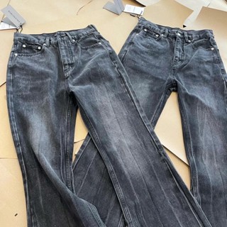 3UIR BLGA top quality 22FW Black gray washed damaged old horn straight jeans mens and womens long pants