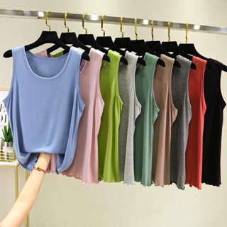เสื้อกล้าม คอกลม เปิดไหล่ พลัสไซซ์ สีพื้น สําหรับผู้หญิง