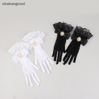 Shakangcool ถุงมือลูกไม้ ตาข่าย โบว์ ดอกไม้ โลลิต้า ฤดูร้อน สีดํา สีขาว สําหรับเด็กผู้หญิง SGL