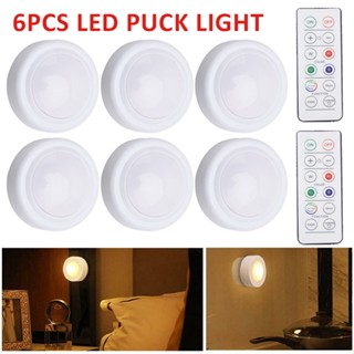 New 6pcs Wireless LED Puck Lights Under Cabinet Closet Kitchen Remote Control