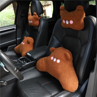 Teddy Bear Automotive Headrest Lambswool Car Seat Back Cushion Neck Pillow Fatigue Relief Fashion Car Interior Design Supplies Car Universal Car headrest Car waist pillow car interior accessories