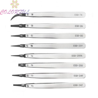 【COLORFUL】Professional Grade Curved and Straight Antistatic Tweezers for Maintenance