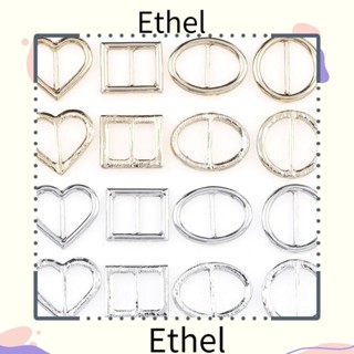 Ethel1 หัวเข็มขัดโลหะผสม รูปไข่ สีเงิน สีทอง ปรับได้ อุปกรณ์เสริม สําหรับเย็บผ้า 10 ชิ้น ต่อชุด