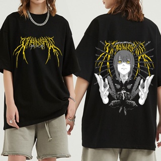 เสื้อยืด พิมพ์ลายกราฟิกการ์ตูนอนิเมะ Makima Power Denji สไตล์ญี่ปุ่น สําหรับผู้ชาย