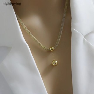 [highbuying] สร้อยคอโช้คเกอร์ จี้ลูกปัดเหล็กไทเทเนียม สีทอง ไม่ซีดจาง เครื่องประดับ สําหรับผู้หญิง ปาร์ตี้ ของขวัญ พร้อมส่ง