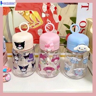 400ml Sanrio Straw Cup Cinnamoroll Kuromi Melody Anime Straight Tube Cup Summer Cartoon ขวดน้ำกีฬา KDURANT