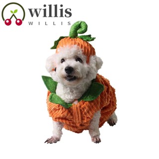 Willis ชุดฟักทอง สัตว์เลี้ยง ฟักทอง สีส้ม ผ้าลูกฟูก แมว คอสเพลย์ ชุดฟักทอง อุปกรณ์สัตว์เลี้ยง นุ่มสบาย พร้อมหมวก ฮาโลวีน เครื่องแต่งกายสัตว์เลี้ยง