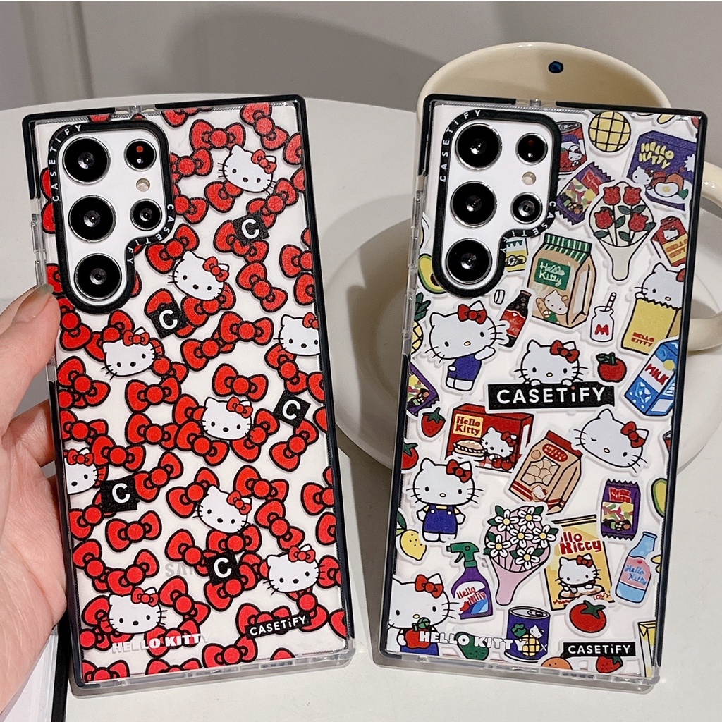 SAMSUNG Hello Kitty Casetify Soft Clearเคสโทรศัพท์สําหรับSamsung Galaxy S21 S22 S23 S24 Plus Ultra +