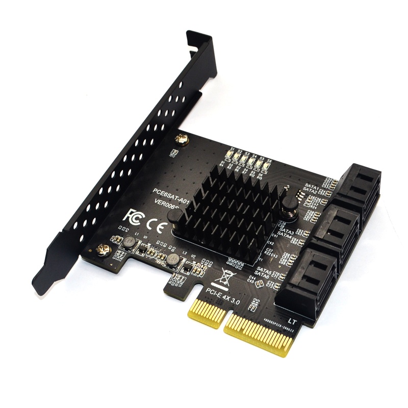 อะแดปเตอร์การ์ดขยาย SATA PCI e 6 พอร์ต SATA 3.0 เป็น PCI Express x4 SATA3.0 PCIe PCI-e SATA สําหรับ HDD ASMedia ASM1166