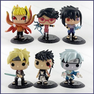 Sy2 โมเดลฟิกเกอร์ FUNKO POP Naruto Sharingan Sasuke Sarada Boruto YS2 6 ชิ้น