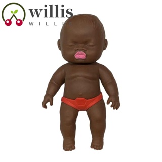 Willis ตุ๊กตาเด็กทารก ซิลิโคน บีบได้ ทรัมเป็ตจําลอง สีดํา 13 ซม.