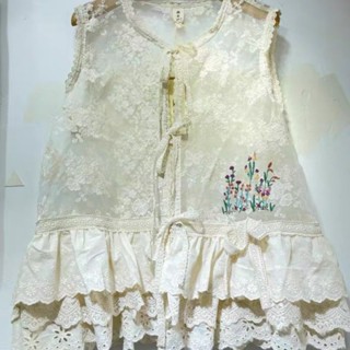 Hanyi Club เสื้อกั๊ก ปักลายลูกไม้ ทรงหลวม สวยงาม แฟชั่นฤดูใบไม้ผลิ ฤดูร้อน สําหรับผู้หญิง 25071