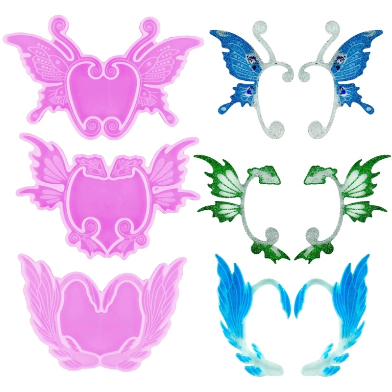Fine Shiny-Butterfly Shape ต่างหูแม่พิมพ์สัตว์ Wing Ear Cuff ต่างหู Epoxy Crafting