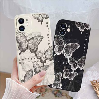 เคสโทรศัพท์มือถือใส ลายผีเสื้อ สีดํา และสีขาว สําหรับ Samsung A14 A04S A03S A03 A02S A02 A10 M10 A10S A11 A12 A13 A20 A30 A20S A21S A22 A23 A53 A73 5G GNCMF