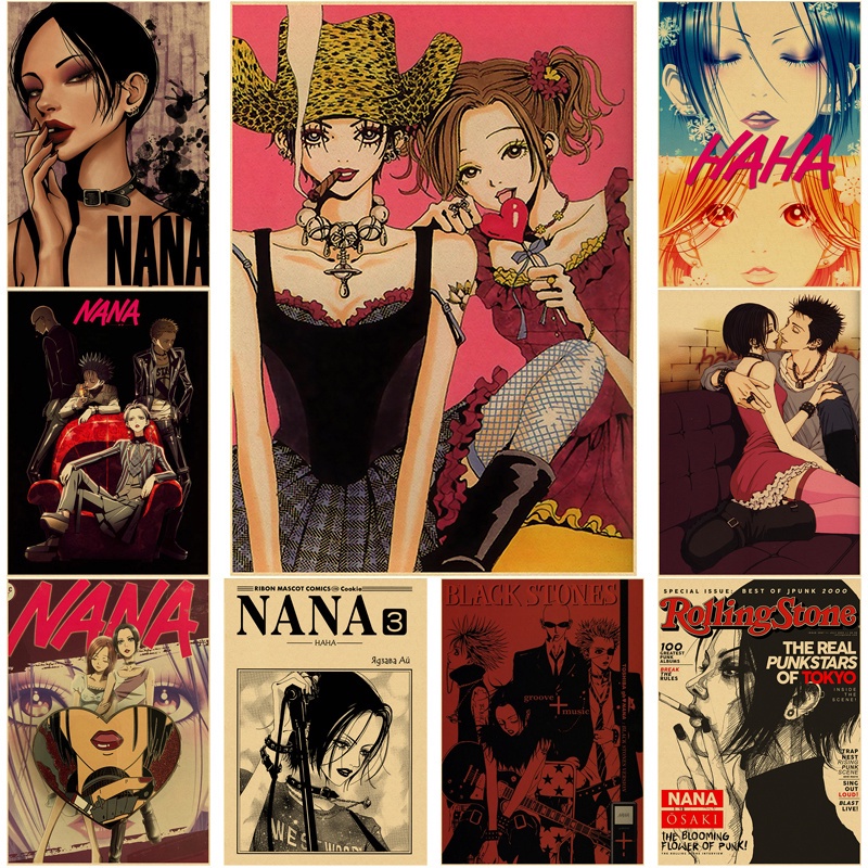โปสเตอร์กระดาษคราฟท์ พิมพ์ลายการ์ตูนมังงะ NANA สไตล์วินเทจ คลาสสิก สําหรับตกแต่งผนังบ้าน บาร์ คาเฟ่ DIY