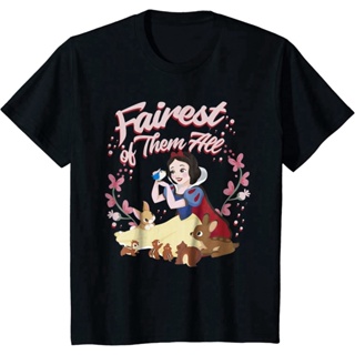 QGเสื้อยืดโอเวอร์ไซส์เสื้อยืด ผ้าฝ้ายแท้ พิมพ์ลายกราฟฟิค Snow White Fairest Flower Wreath สําหรับผู้ชายS-4XL