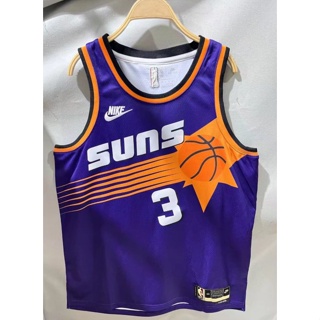 【hot Pressed】เสื้อกีฬาแขนสั้น ลายทีม nba Phoenix Suns No. 2023 เสื้อกีฬาบาสเก็ตบอล สีม่วง 3 ชิ้น