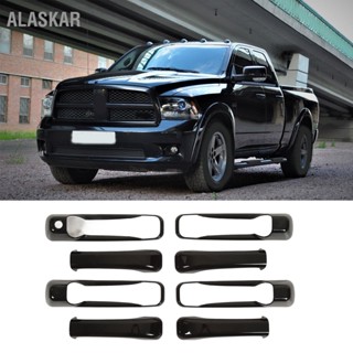 ALASKAR มือจับประตูด้านนอกรถ 8 ชิ้นครอบคลุมแทนสีดำเงาสำหรับ Dodge Ram 1500 2500 3500 4500 5500