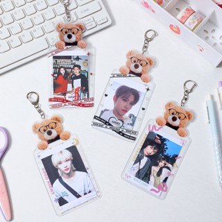 กระเป๋าใส่บัตร PVC ใส ลายการ์ตูนหมี สไตล์เกาหลี สําหรับใส่บัตรอาหารกลางวัน รูปภาพ