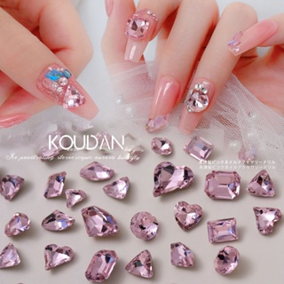 Koudan สติกเกอร์เพชรเทียม พลอยเทียม 3D สีม่วง สําหรับติดตกแต่งเล็บ 10 ชิ้น