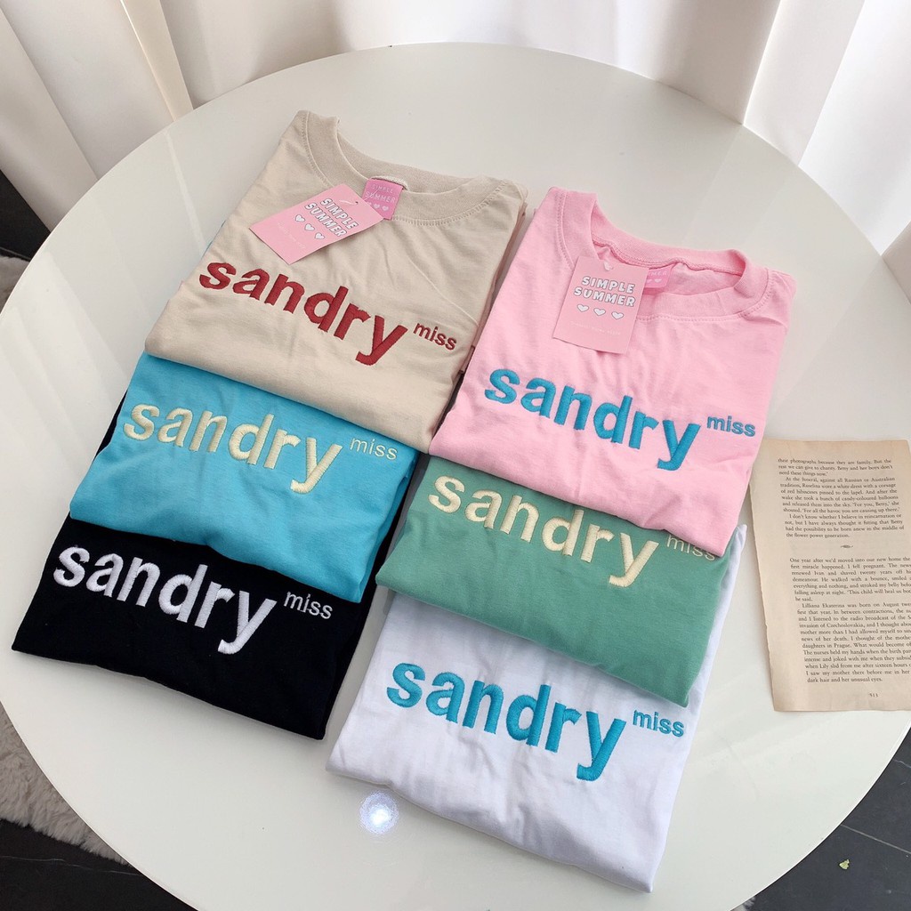 S063 เสื้อยืด oversize ผ้าคอตตอน ปัก sandry