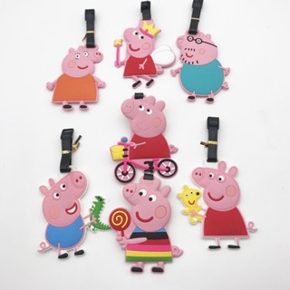 P ป้ายแท็ก PVC ยางนิ่ม รูปหมู Peppa สําหรับกระเป๋าเดินทาง