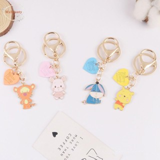 MXBEAUTY Fashion Winnie the Pooh Creative Piglet Keychain Metal Keychain Women Accessory Cute Flower Key Ring Bag Pendant Alloy Enamel Key Chains