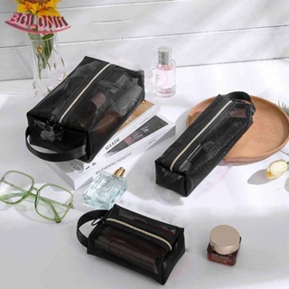 BO Mesh Cosmetic Bags Portable Zipper Wash Pouch Bath Storage Wrist Makeup Case Large Capacity Cosmetic Organizer