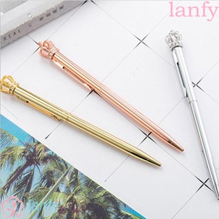 Lanfy ปากกาลูกลื่น โลหะ รูปมงกุฎ สีเงิน แวววาว เป็นประกาย เหมาะกับสํานักงาน สําหรับนักเรียน