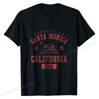 sadasเสื้อยืดผ้าฝ้ายพรีเมี่ยม ใหม่ เสื้อยืดผ้าฝ้าย พิมพ์ลาย Santa Monica California Usa Grizzly 3D แฟชั่น สําหรับผู้ชาย