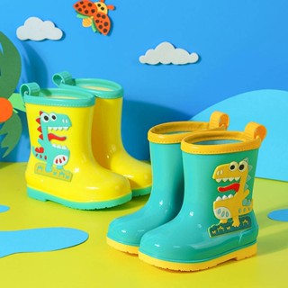 Childrens Rain Boots for Boys Girls Cute Toddler Rain Boots Non-Slip Children and Teens Lightweight Mid-Calf Cartoon Wear-Resistant Rain Shoes 8P6Y