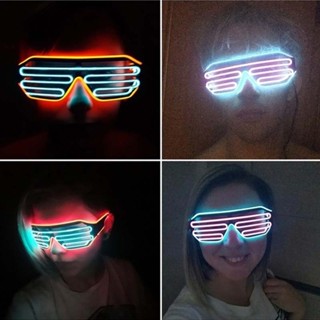 LED Glasses แว่นไฟ แว่นตากันแดด LED กระพริบลวด EL ส่องสว่าง แว่นตานีออน เครื่องแต่งกาย ปาร์ตี้ ไฟตกแต่ง แว่นตาไฟ