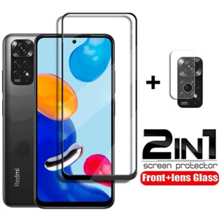 2 in 1 ฟิล์มกระจกนิรภัยกันรอยหน้าจอ กันกระแทก เต็มจอ สําหรับ Xiaomi Redmi Note 11 Pro Plus 11S 11 Pro+ 5G Redmi 11A