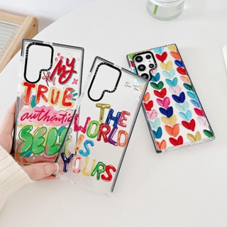 Casetify เคสโทรศัพท์มือถือ TPU กันกระแทก ลายหัวใจภาษาอังกฤษ แฟชั่น สําหรับ Samsung S20 S23 S22 S21 Plus S22 Ultra