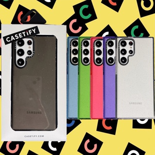 CASETIFY เคสโทรศัพท์มือถือแบบนิ่ม TPU ใส แต่งกลิตเตอร์ สีแดง ดํา หลากสี สําหรับ Samsung Galaxy S23 Ultra Plus S22 Ultra