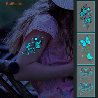 [BaiPester] สติกเกอร์รอยสักชั่วคราว ลายผีเสื้อ เรืองแสงกลางคืน สําหรับผู้หญิง