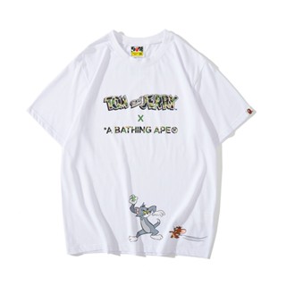 เสื้อยืดแขนสั้นลําลอง ผ้าฝ้าย คอกลม พิมพ์ลายการ์ตูน Tom Jerry ทรงหลวม แฟชั่นฤดูร้อน สําหรับเด็กผู้ชาย