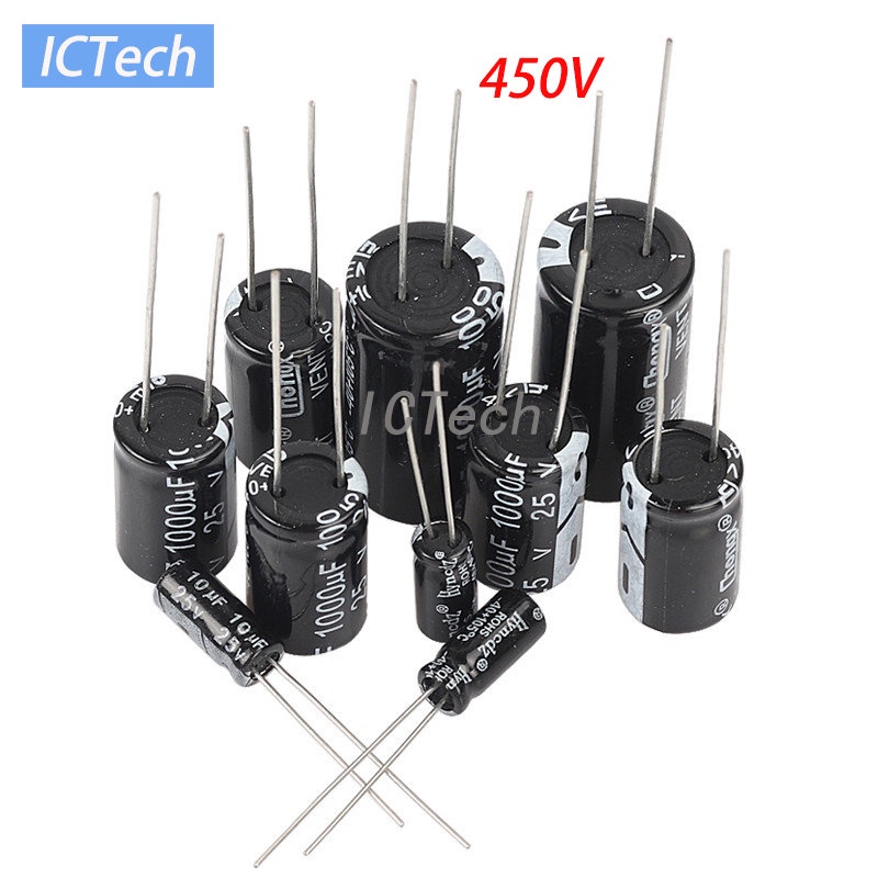 ตัวเก็บประจุอลูมิเนียมไฟฟ้า 450V 1uF 2.2uF 3.3uF 4.7uF 6.8uF 10uF 15uF 22uF 33uF 47uF 68uF 82uF 100u