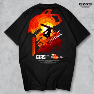 #ถูกสุด Gzrs เสื้อยืด ลายกราฟฟิก Chainsaw Man สีดํา
