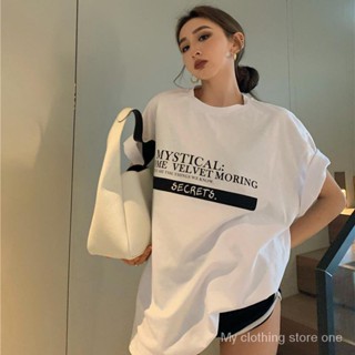 2023หลวมลดอายุตัวอักษรพิมพ์เสื้อยืดลำลองต้นฤดูใบไม้ร่วงเสื้อหลวมผู้หญิงฤดูร้อน SH51045