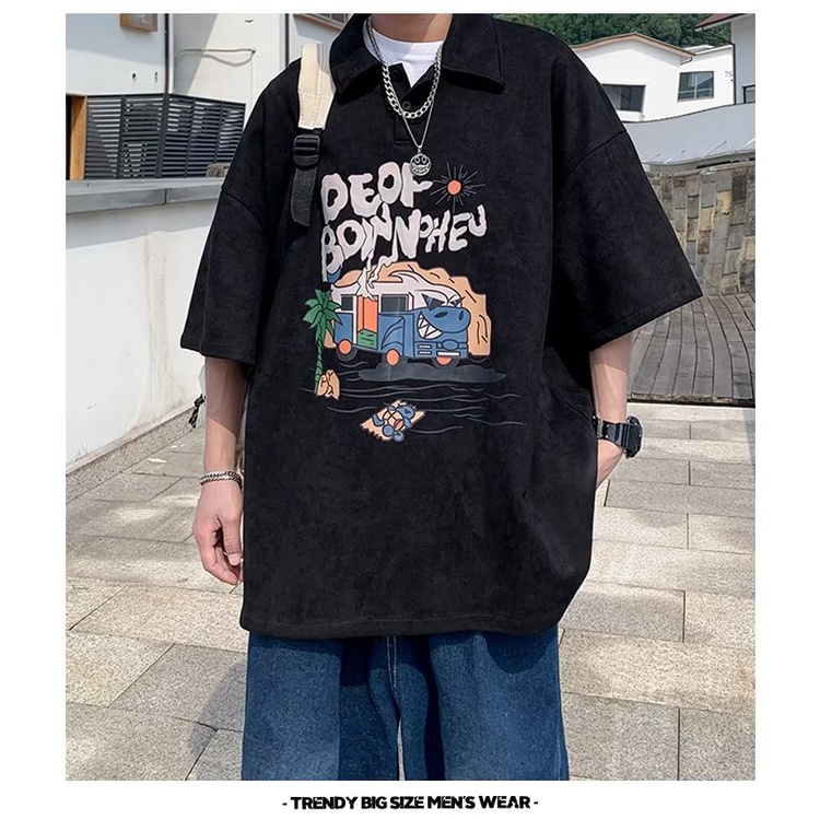 เสื้อโปโล แขนห้าส่วน พิมพ์ลาย เข้ากับทุกการแต่งกาย แบบเรียบง่าย แฟชั่นฤดูร้อน สําหรับผู้ชาย