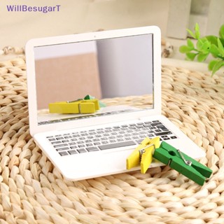 [WillBesugarT] กระจกแต่งหน้า ขนาดเล็ก แบบพกพา สีเงิน สีขาว สําหรับโน๊ตบุ๊ค Macbook