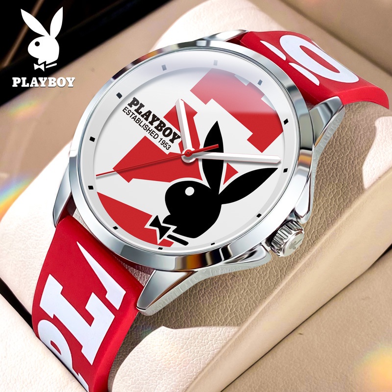 Playboy นาฬิกาข้อมือควอตซ์ อิเล็กทรอนิกส์ ของแท้ สําหรับผู้ชาย นักเรียน 3051
