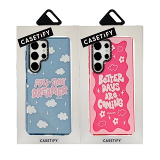 CASETIFY เคสโทรศัพท์มือถือแบบนิ่ม TPU ใส กันกระแทก ลายก้อนเมฆ แต่งกลิตเตอร์ พร้อมกล่องบรรจุ สําหรับ Samsung Galaxy S23 Ultra Plus S22 Ultra