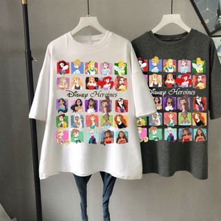 【เสื้อยืดใหม่】2022 new Ariel Princess Mermaid Cotton printing T-shirt Harajuku summer casual womens T-shirt oversized T